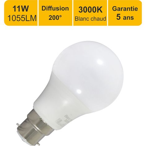 Ampoule LED B22 11W 1055Lm 3000K - garantie 5 ans