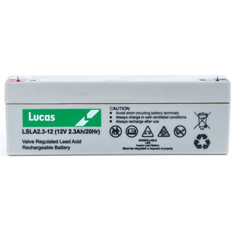 Batterie Plomb Etanche Stationnaire Lucas VRLA AGM LSLA2.3-12 12V 2.3Ah. (1/3)