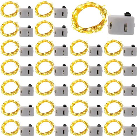 (Blanc Chaud) Lot de 25 Guirlande Lumineuse à Piles: 2M Mini LED Fil de Cuivre Fairy Lights, Guirlande Lumineuse Fil, Lumineuse de Noël pour Décorati (1/5)