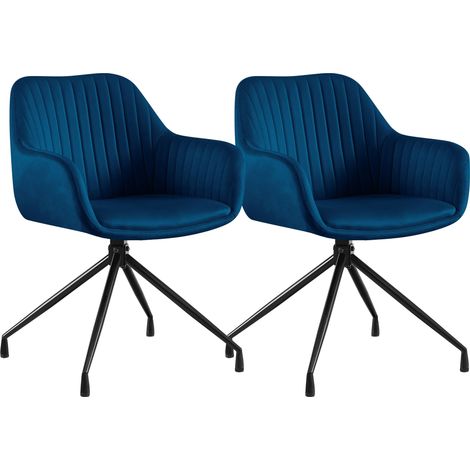 Set de 2 Sillas de Comedor Welby Azul oscuro Terciopelo (1/5)