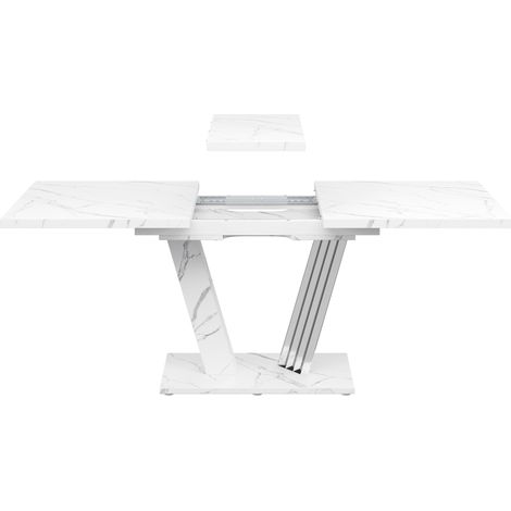 Table à manger extensible avec plateau en MDF effet marbre 120-160x80x76 cm (1/5)