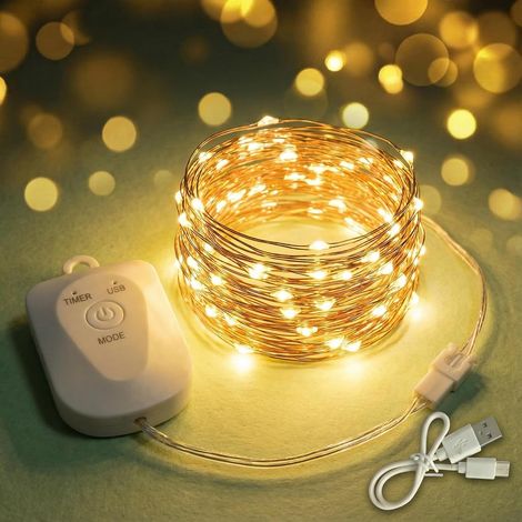 Battery Operated Timer Fairy Lights 3M Mini Fairy Lights with 30 LED Rechargeable Lights with Timer and 8 Modes IP67 Waterproof for Bedrooms Decoration Christmas Party Wedding (1/5)