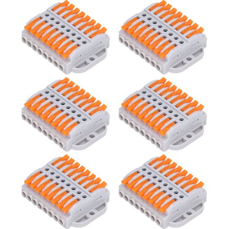 Lot de 6 bornes de connexion rapide en ABS cuivré électroplaqué, connecteurs de fils compacts pour le bâtiment (1/5)