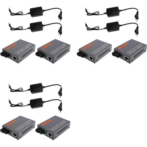 Convertisseur de média fibre optique 3x Gigabit HTB-GS-03AB 1000 Mbps monomode, alimentation externe, prise UE (1/4)