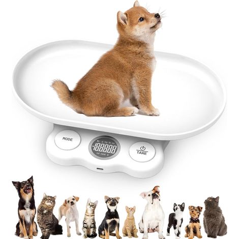 Balance et numérique pour animaux de compagnie : 15 kg (± 1 g), balance numérique LCD avec 7 modes de pesée (g/kg/oz/lb/ml/mml/tl), balance numérique pour petits chats et chiens (1/5)