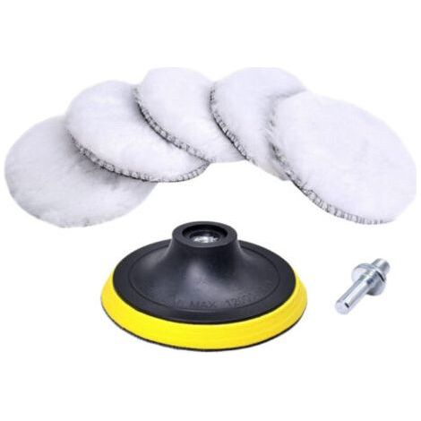FENOPLASTICA80mm Tampon Polissage En Laine, 7 Pièces Disque De Polissage, Pour Le Polissage Et Le Cirage De Voiture, Avec M10 Adaptateur De Perceuse (1/4)
