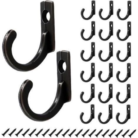 20 Pièces Accroche Serviette Salle de Bain, Alliage de Zinc Crochet Mural Noir, Noir Patere Porte Manteau, pour Suspendre Clés, Chapeaux (1/5)