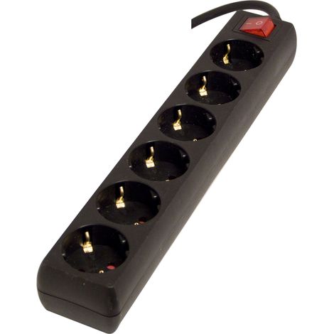 Multiprise 6x16 A + interrupteur - 3 m - Noir - Chacon (1/3)