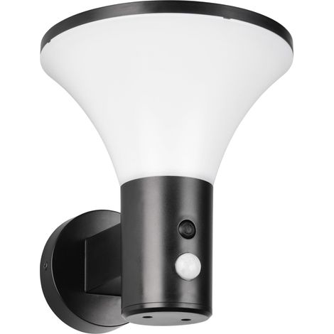 Applique murale d’extérieur LED, Plastique Noir mat, 3,5 Watt LED, Hybride solaire/batterie, Capteur crépusculaire, Capteur de mouvement (1/5)