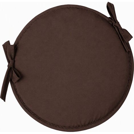 Coussin de chaise rond en mousse épaisse diamètre 30 cm ou 38 cm, coussin de tabouret en tissu avec attaches, marron foncé (1/5)