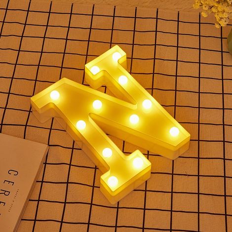 Jandei - Letras LED Letra N iluminadas luz blanca cálida altura 22cm con pilas 2xAA Letras LED