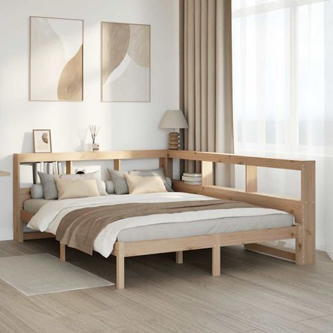 Massivholzbett mit Regal ohne Matratze 150x200 cm Kiefernholz vidaXL (1/5)