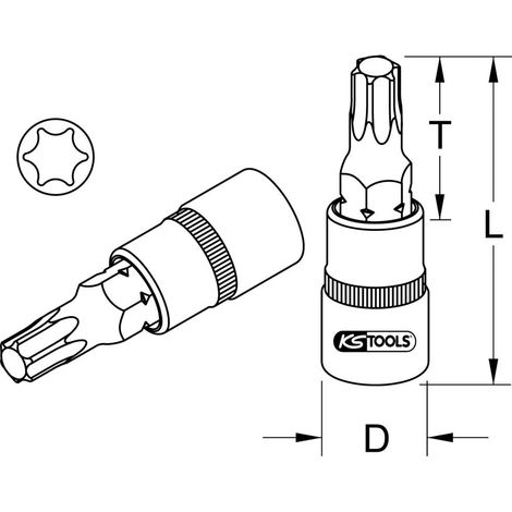 Douille tournevis 3/8" Torx 60 CHROMEmat (1/2)