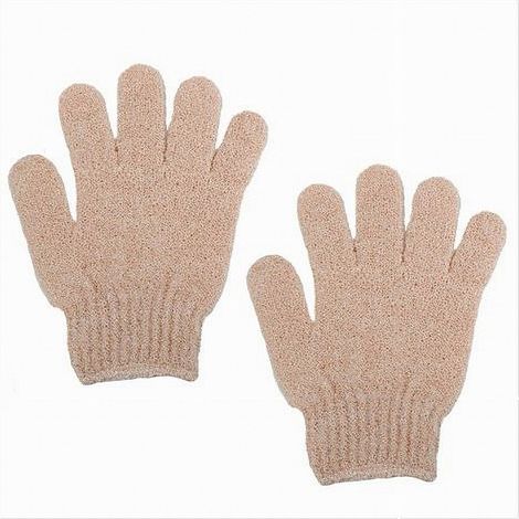 Cleafe - Set 2 Pezzi Guanti Di Crine Per Doccia Bagno Esfoliante Pelle Corpo Rosa 79721 - (1/2)
