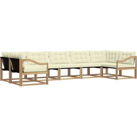 Conjunto de sofás de exterior 7 uds. 7 plaza Blanco y Crema vidaXL (1/5)