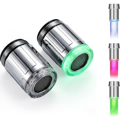 2-teiliger LED-beleuchteter Wasserhahn-Luftsprudler, LED-Wasserhähne, Sensor-Wasserhähne mit 3 Farbwechseln, geeignet für Restaurants und Privathaushalte (1/5)