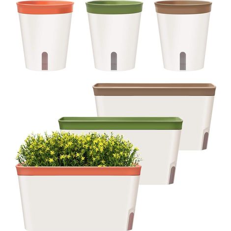 6 Pack Self Watering Pots for Indoor Plants - Modern Decorative Planter for All Succulents (6, Tricolor) (1/5)