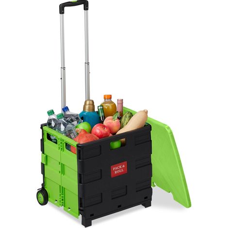 Carro de la compra plegable para compras almacenamiento 99 x 45,5 x 37,5 cm de plástico negro 130014486 (1/5)