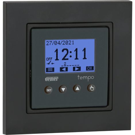 Interrupteur numérique pour Programmation horaire ou astronomique, minuterie idéale pour Stores, lumières, portails, Installation sur boîte encastrée Ronde, Blanc et Gris (1/2)