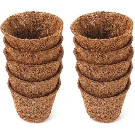 Pot de Fleurs Biodégradable (Fibre Végétale) - 10 Pots Naturel - Économie d'eau et Transplantation Facile pour Projets de Jardinage (1/3)