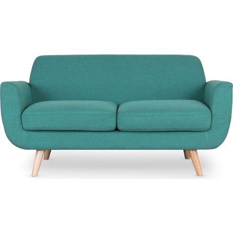 Canapé scandinave 2 places Danube Tissu Bleu-Vert (1/5)