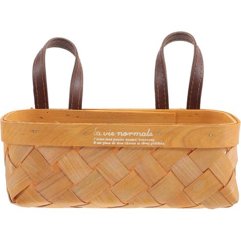 Panier tressé vintage à suspendre au mur, porte-rangement pour salle de bain ou cuisine.-22x13cm (1/3)