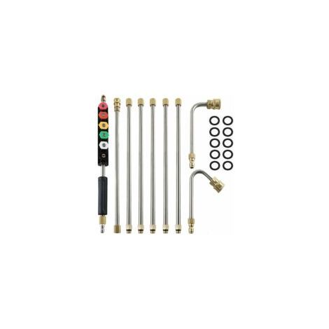 Barres d'extension pour nettoyeur haute pression, 4000PSI nettoyeurs Haute Pression Pointes de Lance de Remplacement télescopiques Outils de Nettoyage pour Le Lavage des fenêtres de Toit  - Crezuo