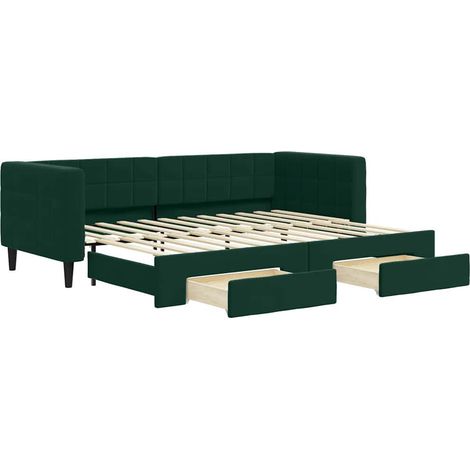Maison Exclusive - Divano Letto Estraibile Cassetti Verde Scuro 80x200cm Velluto