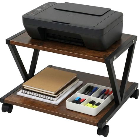 Soporte para impresora con ruedas - Estante móvil de 2 niveles