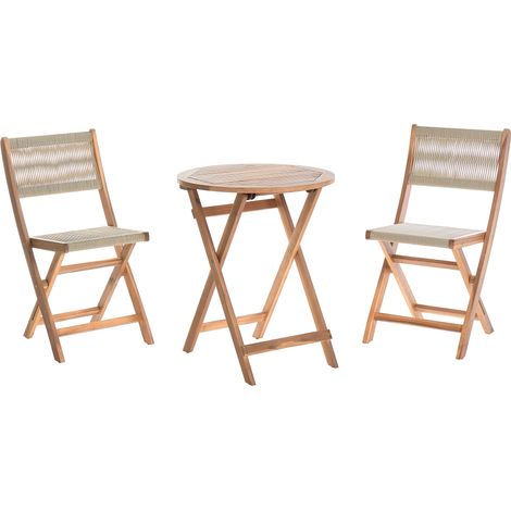 Conjunto de balcón bistró muebles de jardín plegable de madera de acacia beige Prossedi