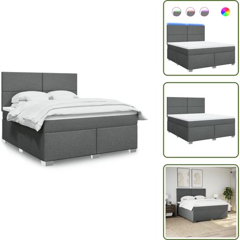 vidaXL Boxspringbett mit Matratze Dunkelgrau 180x200 cm Stoff (1/5)