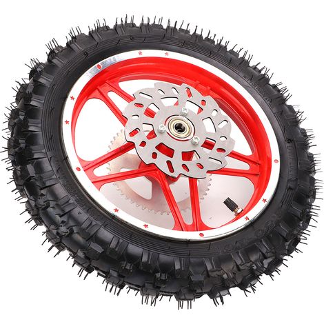 Jante arrière 2.5-10 avec pneu assemblé, antidérapant et résistant à l'usure pour motos tout-terrain, cross et pit bikes. (1/5)