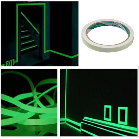 Ruban adhésif lumineux brillant dans la nuit, autocollant de lumière verte, 1.5cm x 5M/rouleau, photoluminescent étanche (1/5)