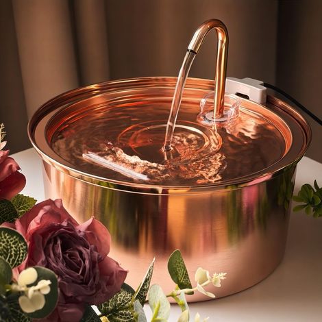 Fontaine à eau pour chat en acier inoxydable - Fontaine à boire pour chat - 3,2L/108oz Ultra silencieux Fontaine à eau pour chats - Grande capacité Fontaine à eau pour animaux de compagnie (1/5)