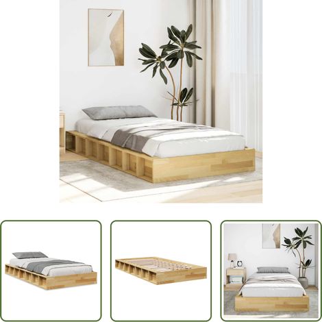 Cadre de lit - Cadre de lit sans matelas 75x190 cm bois massif de chêne (1/5)