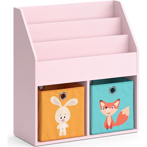 Kinderregal Luigi, Rosa, 72 x 79 cm mit 2 Faltboxen (Fuchs, Hase), Vicco