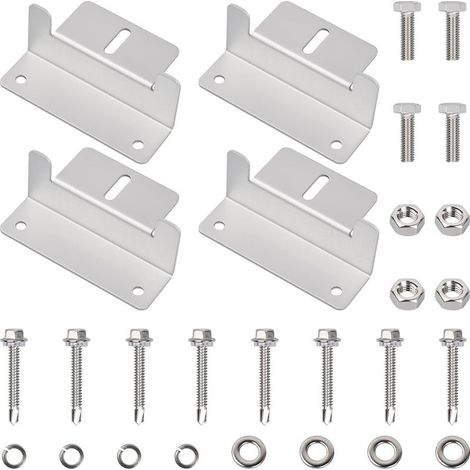 Lot de 4 Support De Montage De Panneau Solaire en forme de Z avec écrous et Vis systèmes de fixation en alliage d'aluminium (1/5)