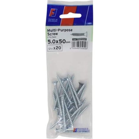 ForgeFix Multi-Purpose Pozi Screw CSK ST ZP 5.0 x 50mm ForgePack 20 FORFPMS550Z