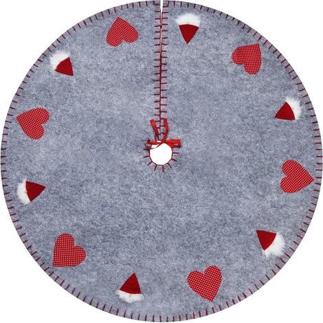 Funda de fieltro redonda para árbol de Navidad - Protector de agujas de pino - Tapete para árbol de Navidad con diseño de Papá Noel - Gris (1/5)