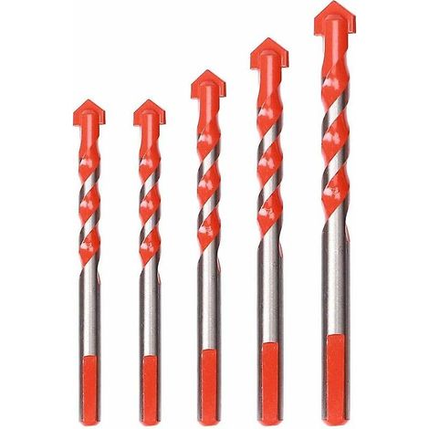 Ensemble de 5 forets pour carrelage en verre, céramique et grès cérame, forets diamantés, forets multi-matériaux de 6 mm, 8 mm, 10 mm et 12 mm. (1/4)