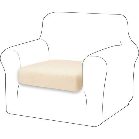 Housse de Coussin Velours Coussin de canapé Housse de Protection pour Meubles Housse de siège de canapé pour canapé Housse de Coussin Velours 1 Place pour Chaise (Blanc Ivoire) (1/5)