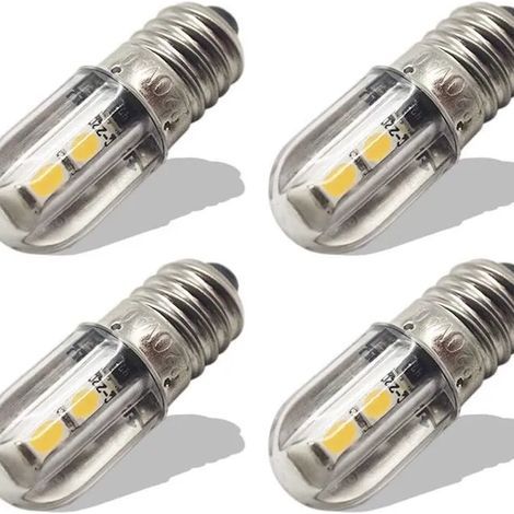 E10 LED-Lampen, 220 V Wechselstrom, energiesparende LED-Anzeige, 8 mm Schraubsockel, 3030 Chip, gelbes Licht (4er-Packung) (1/5)