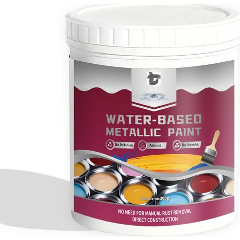 Peinture antirouille blanche à base d'eau, 300 g, avec pinceau et gants, pour métal, tôles, rénovation et changement de couleur (1/5)