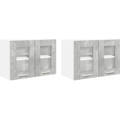 Mueble colgante con puerta 2 pcs Gris Concreto 60 x 31 x 40 cm vidaXL