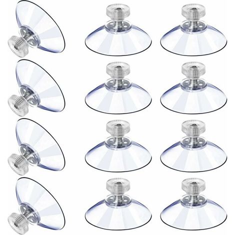RHG Ventouses en Plastique Ventouse Anti-Collision Transparente en Caoutchouc Vis écrou en Métal Ventouse Solide en PVC Transparent Remplacement avec écrou de Vis Fontainebleau 12PCS