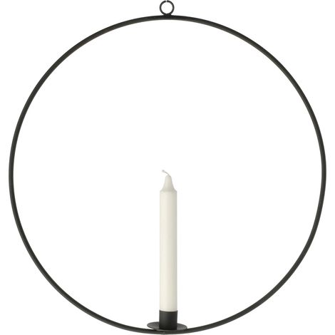 Metall Kerzenhalter Ring 40 cm - schwarz - Hänge Tafel Stab Kerzen Halter rund groß zum Aufhängen