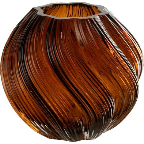 Vase Ondulé en Verre "Carol" 16cm Marron