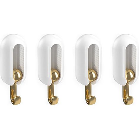 4-teiliges Klebehakenset, modernes minimalistisches Design, kein Bohren erforderlich, hohe Tragfähigkeit, leichtes, luxuriöses Weiß, ABS (1/5)