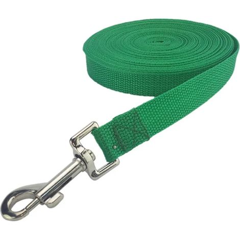 Laisse d'éducation canine avec poignée, 3 m / 6 m / 10 m / 15 m / 20 m / 25 m, laisse robuste en nylon avec mousqueton en métal, verte, longueur 20 m (1/4)