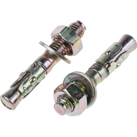 Rs Pro – Boulon d'ancrage M8 en acier au carbone 50mm – Filetage métrique pas standard – Lot de 10 unités pour fixation solide